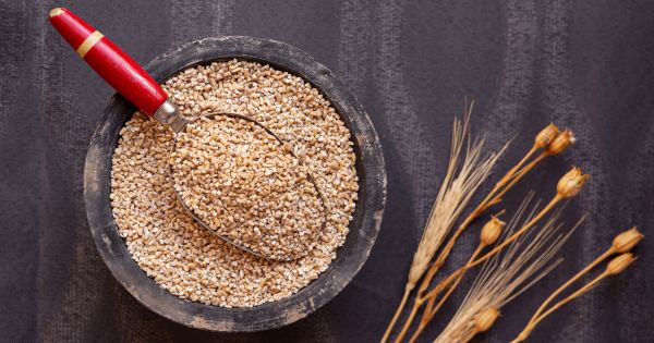 A rustic bowl of steel-cut oats