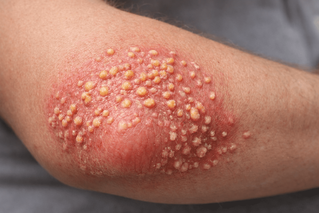 Yellow bumps on elbow signaling itching all over body after eating sugar complications